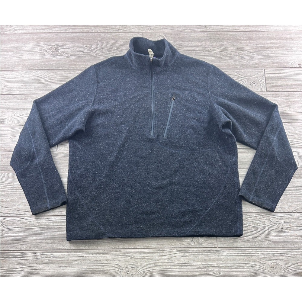 Ibex Mens Merino Wool Blend Quarter Zip Pullover Sweater Gray XL 1457